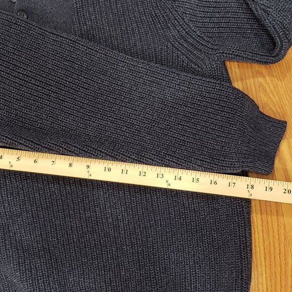 VTG Eddie Bauer Ribbed Knit Henley Sweater Blue Preppy Academia Outdoor Mens XL - Picture 8 of 8